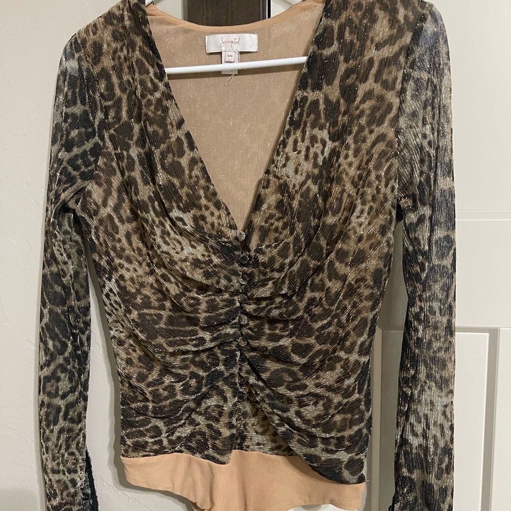 Saks fifth sparkle leopard bodysuit
